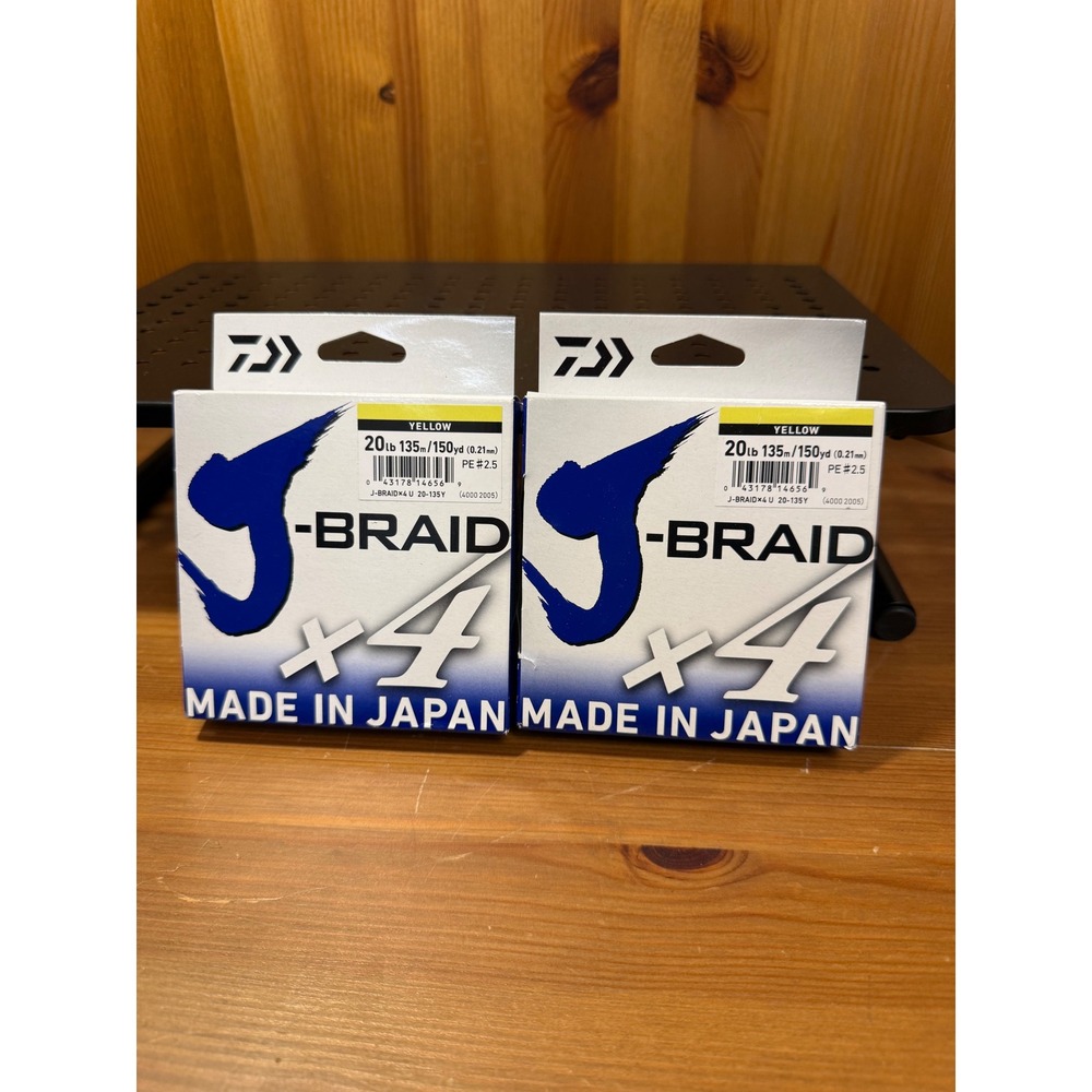 Daiwa J-Braid X4 20lb 150yd Yellow Braided Fishing Line Lot of 2 New